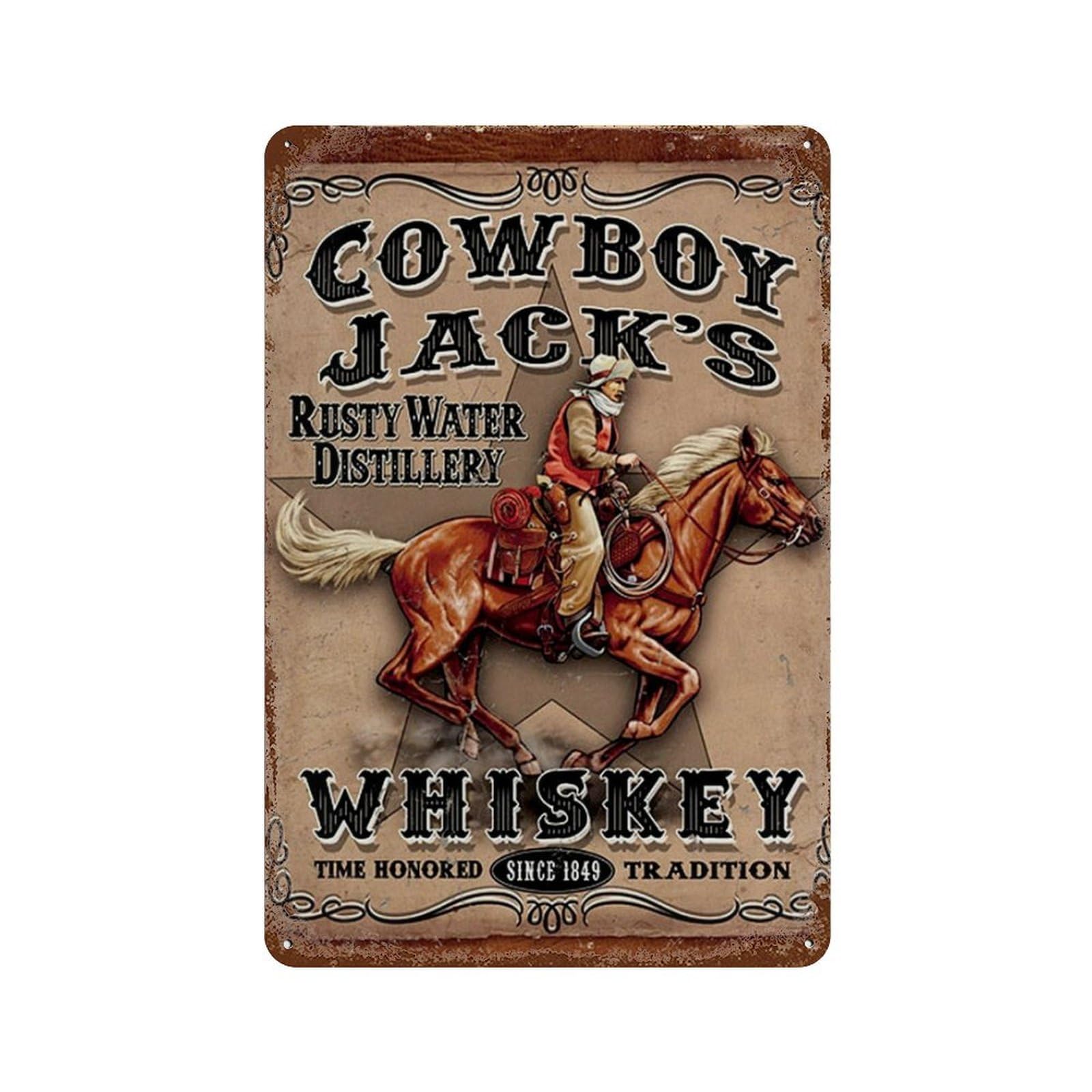 Home Gym Living Room Ideas - Letrero de hojalata Vintage Cowboy Jack;S,