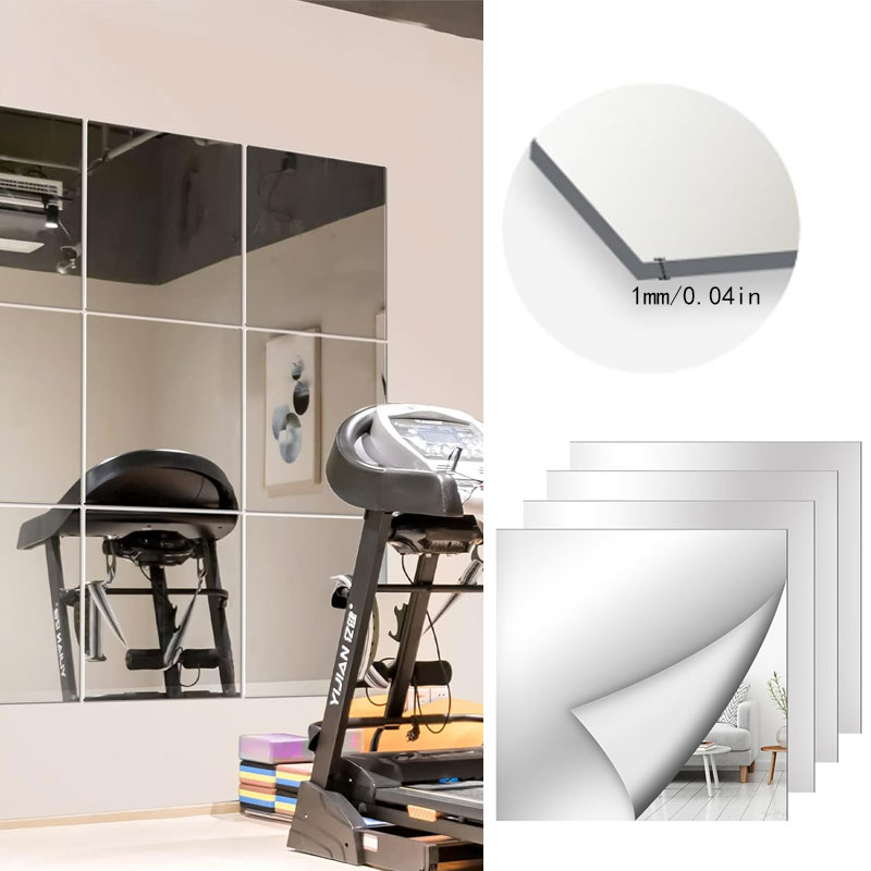 Home Gym Reviews - 8/16pcs1mm hojas de espejo autoadhesivas espejos